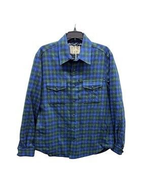NEW Aspesi Italy Thermore Lined Plaid Flannel Snap Overshirt Large